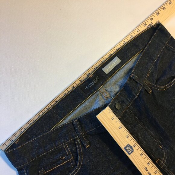 Aeropostale Jeans Mens Size 38 Straight Button Fly Dark Wash Whiskering - Picture 5 of 13